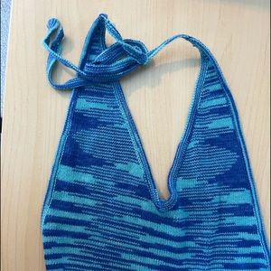 Mini blue backless dress